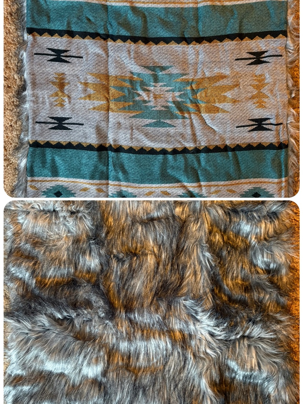 Aztec & Faux Fur pillow case